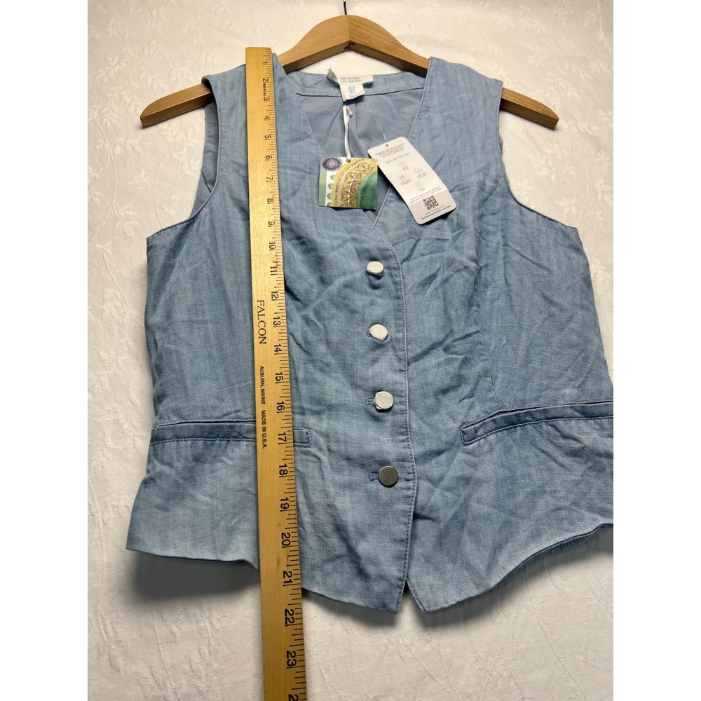 Sigrid Olsen Blue Denim Vest Top Tencel Lightweight Sleeveless Button Front S - Picture 7 of 13